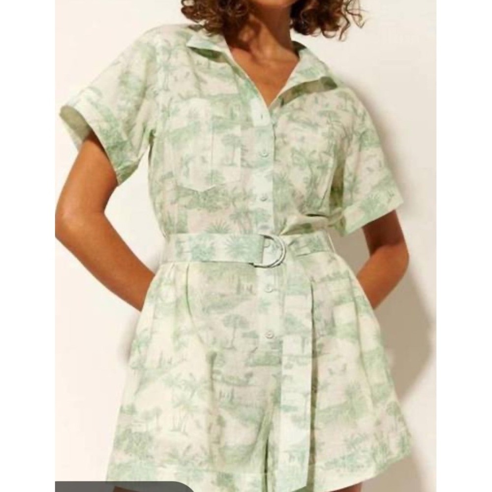 Kivari Chloe Play Suit Shorts Romper Linen Blend w belt sz 8 US MINT CONDITION